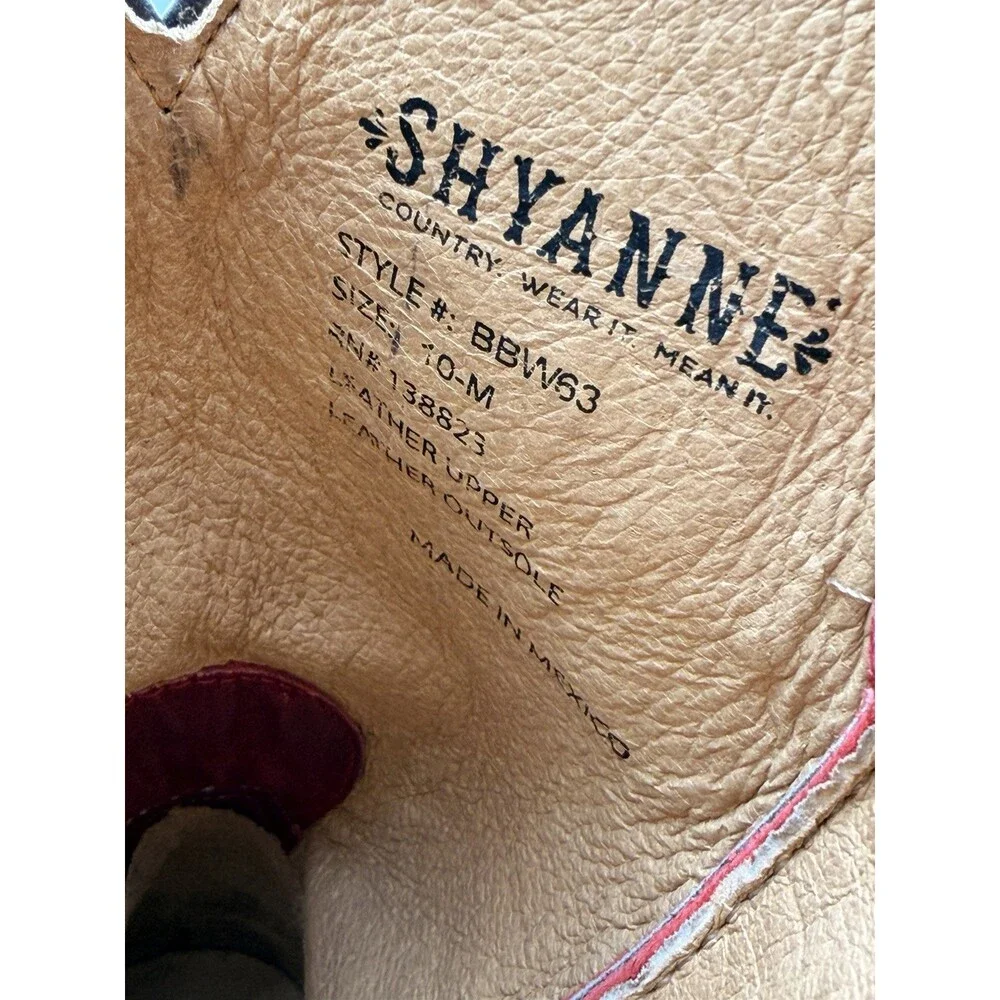 Shyanne Women's Lucille Red Leather Western Boot Snip Toe Size 10M - Picture 6 of 7